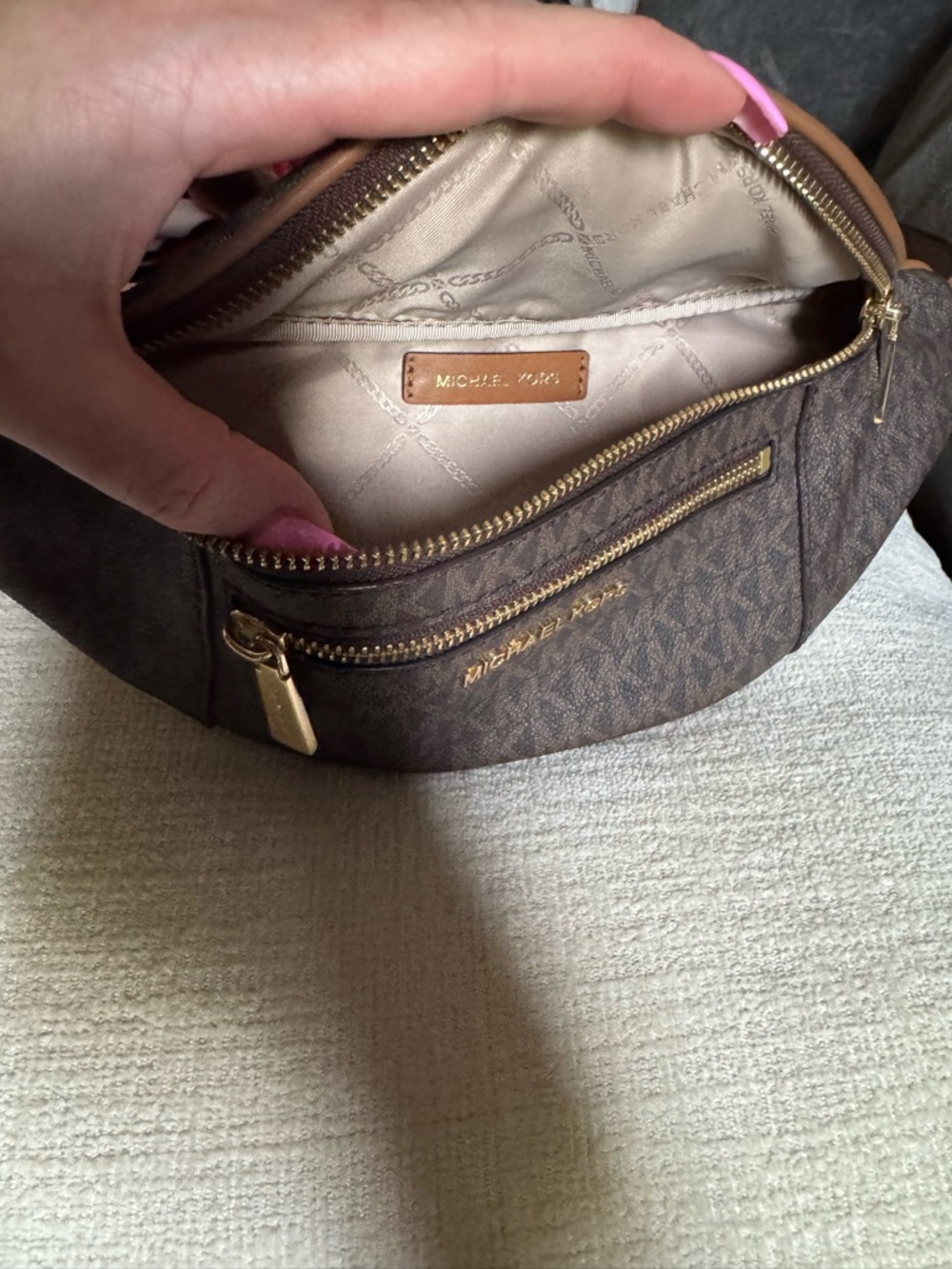 Michael Kors Brown Logo Belt Bag with Gold Hardware - Picture 2 of 7
